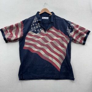 American Summer Mens XXL Patriotic Golf American flag Classic Polo Shirt